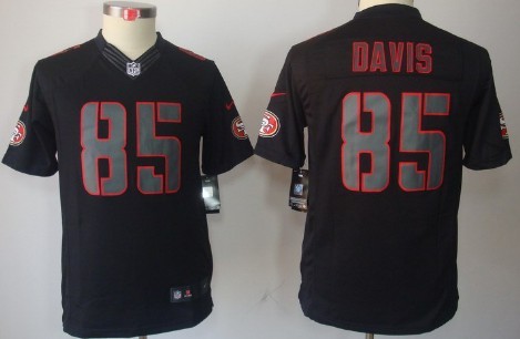 Nike San Francisco 49ers #85 Vernon Davis Black Impact Limited Kids Jersey