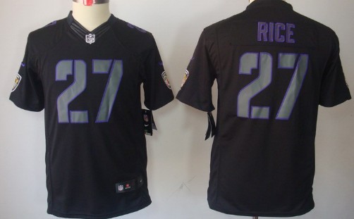 Nike Baltimore Ravens #27 Ray Rice Black Impact Limited Kids Jersey 