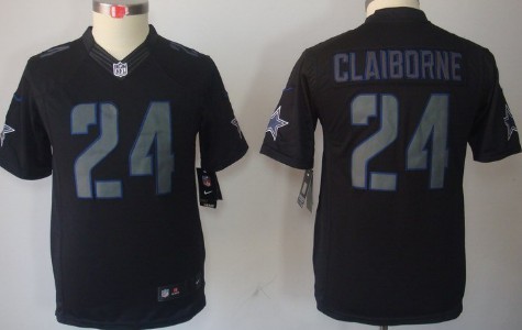 Nike Dallas Cowboys #24 Morris Claiborne Black Impact Limited Kids Jersey 