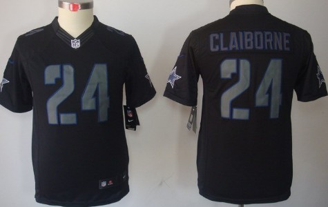 Nike Dallas Cowboys #24 Morris Claiborne Black Impact Limited Kids Jersey 