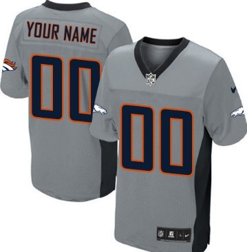 Men's Nike Denver Broncos Customized Gray Shadow Elite Jersey