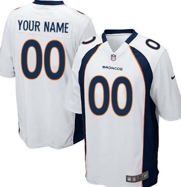 Men's Nike Denver Broncos Customized White Game Jersey 