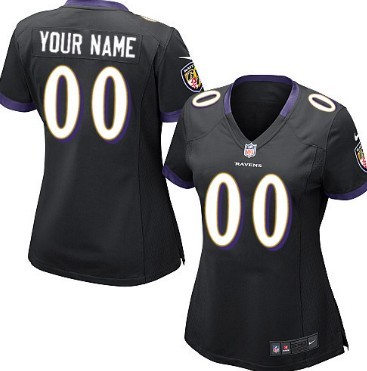 Women's Nike Baltimore Ravens Customized Black Game Jersey 