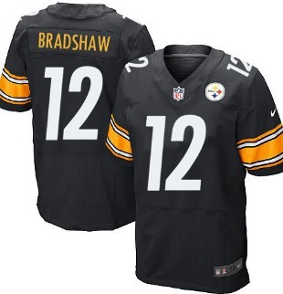 Nike Pittsburgh Steelers #12 Terry Bradshaw Black Elite Jersey 