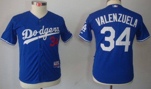 Los Angeles Dodgers #34 Fernando Valenzuela Blue Kids Jersey 