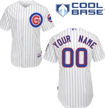 Men's Chicago Cubs Customized White Pinstripe Jersey 