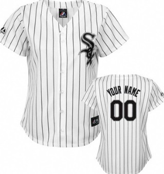 Kids' Chicago White Sox Customized White With Black Pinstripe Jersey