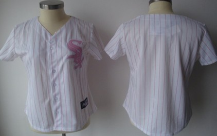 Kids' Chicago White Sox Customized White With Pink Pinstripe Jersey