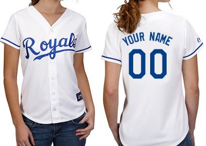 Men's Kansas City Royals Customized White With Blue Jersey 