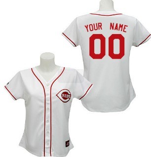Women's Cincinnati Reds Customized White With Red Jersey 