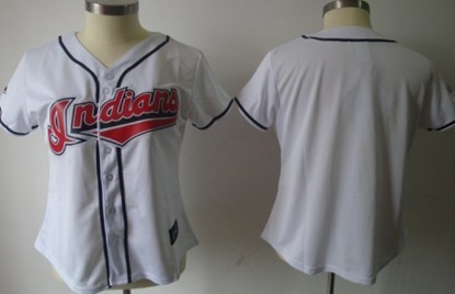Men's Cleveland Indians Customized White With Red Jersey 