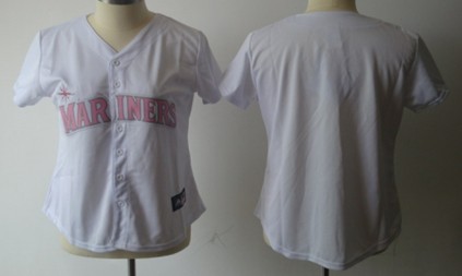 Women's Seattle Mariners Customized White With Pink Jersey 