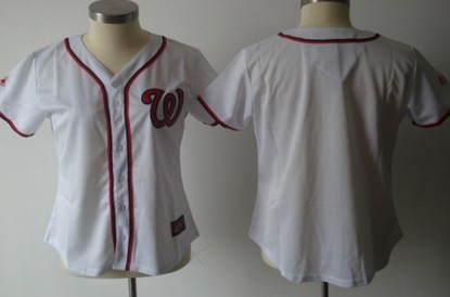 Women's Washington Nationals Customized White With Red Jersey 