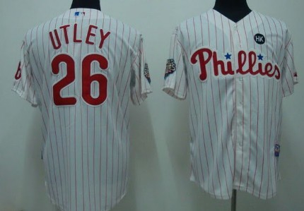 Philadelphia Phillies #26 Chase Utley White Pinstripe Kids Jersey