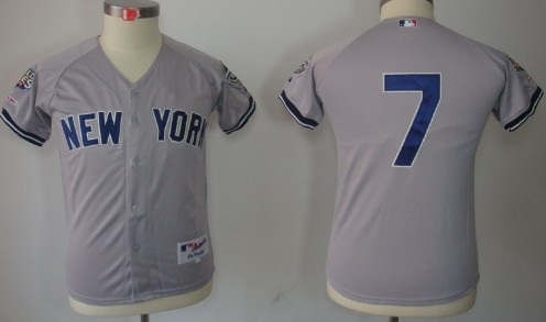 New York Yankees #7 Mickey Mantle Gray Kids Jersey