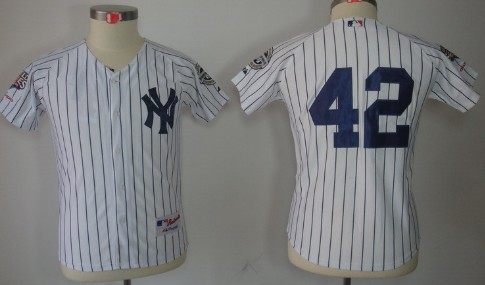 New York Yankees #42 Mariano Rivera White Kids Jersey 