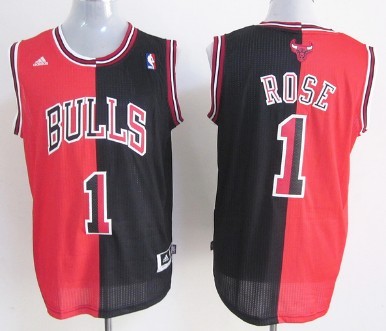 Chicago Bulls #1 Derrick Rose Revolution 30 Swingman Red/Black Two Tone Jersey 