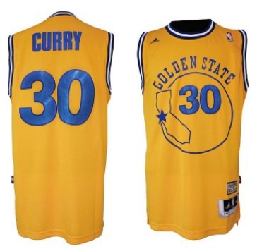 Golden State Warriors #30 Stephen Curry ABA Hardwood Classic Swingman Yellow Jersey