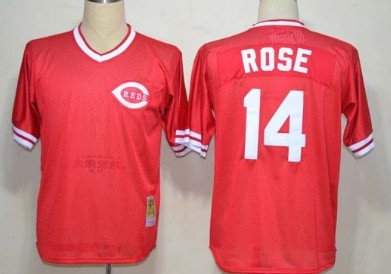 Cincinnati Reds #14 Pete Rose Mesh BP Red Throwback Jersey