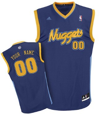 Mens Denver Nuggets Customized Navy Blue Jersey 