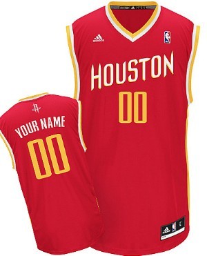 Mens Houston Rockets Customized Red With Gold Jersey