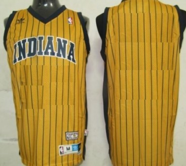 Mens Indiana Pacers Customized Yellow Pinstripe Throwback Jersey