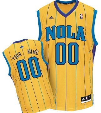 Mens New Orleans Hornets Customized Yellow Jersey
