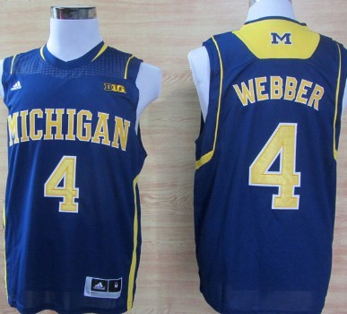 Michigan Wolverines #4 Chirs Webber Navy Blue Big 10 Patch Jersey