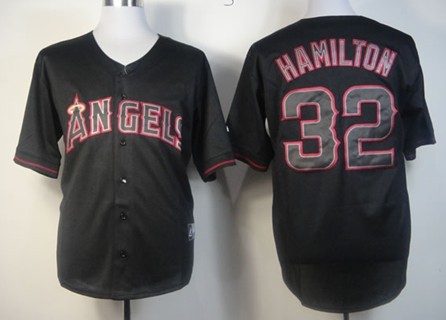 LA Angels of Anaheim #32 Josh Hamilton Black Fashion Jersey