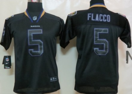 Nike Baltimore Ravens #5 Joe Flacco Lights Out Black Kids Jersey 