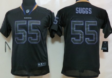 Nike Baltimore Ravens #55 Terrell Suggs Lights Out Black Kids Jersey 