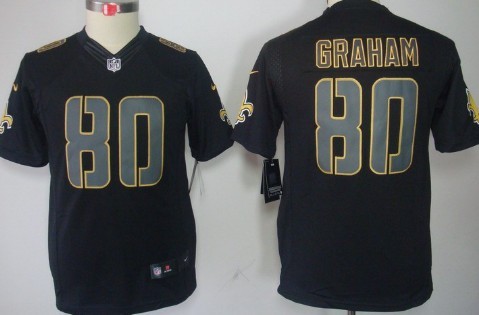 Nike New Orleans Saints #80 Jimmy Graham Black Impact Limited Kids Jersey 