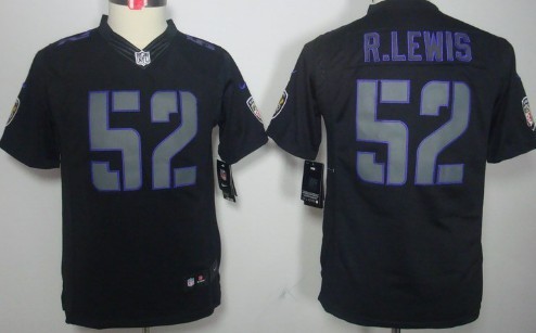 Nike Baltimore Ravens #52 Ray Lewis Black Impact Limited Kids Jersey 