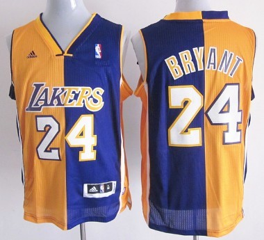 Los Angeles Lakers #24 Kobe Bryant Revolution 30 Swingman Yellow/Purple Two Tone Jersey 