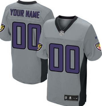 Men's Nike Baltimore Ravens Customized Gray Shadow Elite Jersey 