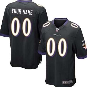 Men's Nike Baltimore Ravens Customized Black Game Jersey 