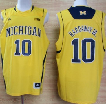 Michigan Wolverines #10 Tim Hardaway Jr. Yellow Big 10 Patch Jersey