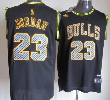 Chicago Bulls #23 Michael Jordan Black Electricity Fashion Jersey 