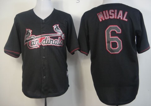 St. Louis Cardinals #6 Stan Musial Black Fashion Jersey 