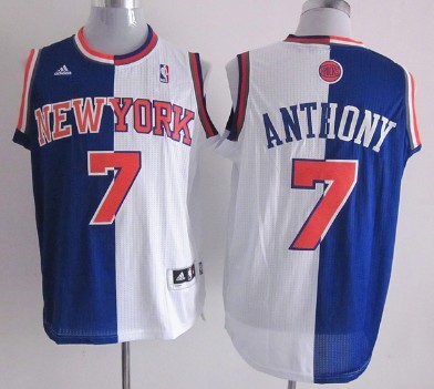 New York Knicks #7 Carmelo Anthony Revolution 30 Swingman Blue/White Two Tone Jersey