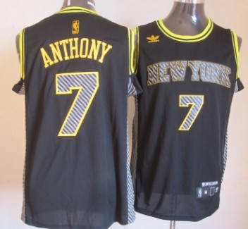 New York Knicks #7 Carmelo Anthony Black Electricity Fashion Jersey