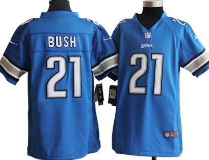 Nike Detroit Lions #21 Reggie Bush Light Blue Game Kids Jersey 