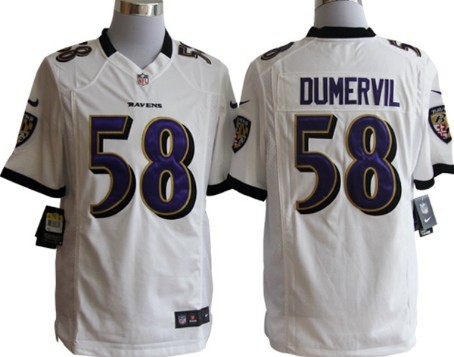 Nike Baltimore Ravens #58 Elvis Dumervil White Game Jersey 