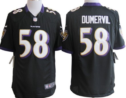 Nike Baltimore Ravens #58 Elvis Dumervil Black Game Jersey 