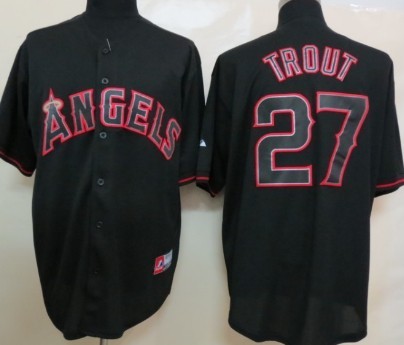 LA Angels of Anaheim #27 Mike Trout Black Fashion Jersey 
