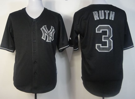 New York Yankees #3 Babe Ruth Black Fashion Jersey