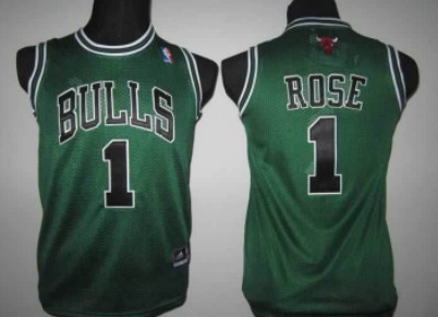Chicago Bulls #1 Derrick Rose Green Kids Jersey 