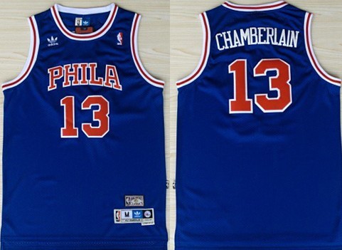 Philadelphia 76ers #13 Wilt Chamberlain Blue Swingman Throwback Jersey