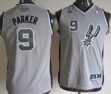 San Antonio Spurs #9 Tony Parker Gray Kids Jersey
