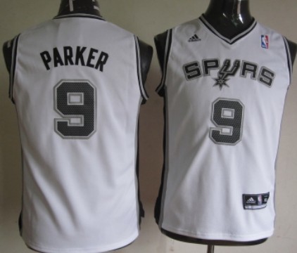 San Antonio Spurs #9 Tony Parker White Kids Jersey